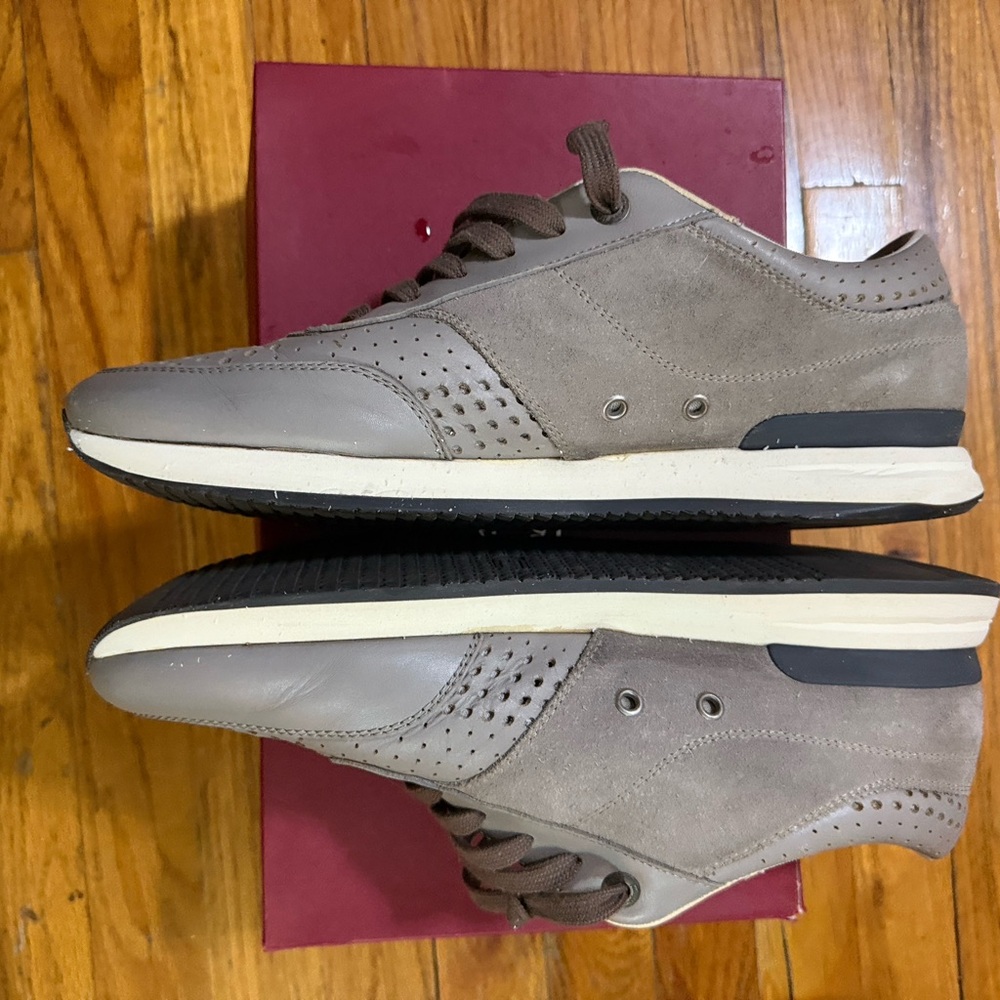 FERRAGAMO Men's Beige and Brown Casual Sneakers